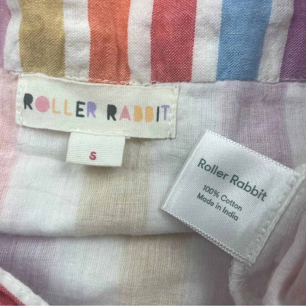 Roller Rabbit Striped Ruffle Wrap Mini Skirt 100% Cotton Boho Small